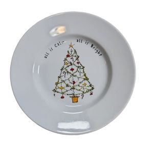 Pottery Barn Holiday Cheer All is Calm All is Bright Plate